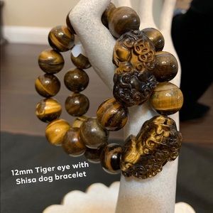 TIGEREYE beaded bracelet with Shisa dog $45 each